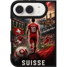 Coque iPhone Duo - Silicone rigide noir Football Suisse splash 2026