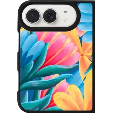 iPhone Duo Case Hülle - Silikon schwarz Spring 23 colorful flowers
