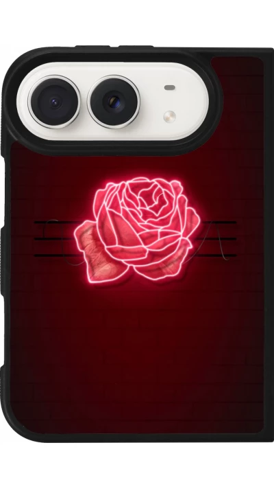 Coque iPhone Duo - Silicone rigide noir Spring 23 neon rose