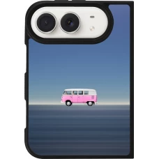 Coque iPhone Duo - Silicone rigide noir Spring 23 pink bus