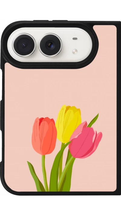 Coque iPhone Duo - Silicone rigide noir Spring 23 tulip trio