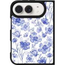 Coque iPhone Duo - Silicone rigide noir Spring 23 watercolor blue flowers