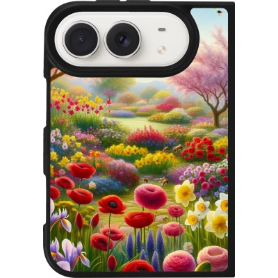 Coque iPhone Duo - Silicone rigide noir Spring 25 Bouquet printemps