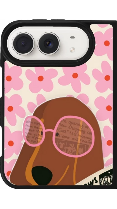 Coque iPhone Duo - Silicone rigide noir Dog with newspaper Spring 2026