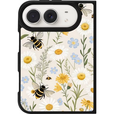 Coque iPhone Duo - Silicone rigide noir Pattern bees Spring 2026