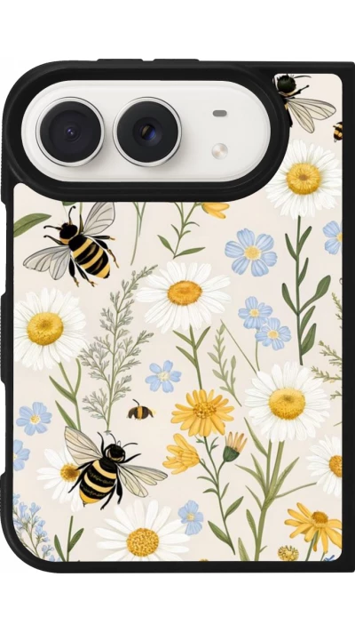 Coque iPhone Duo - Silicone rigide noir Pattern bees Spring 2026