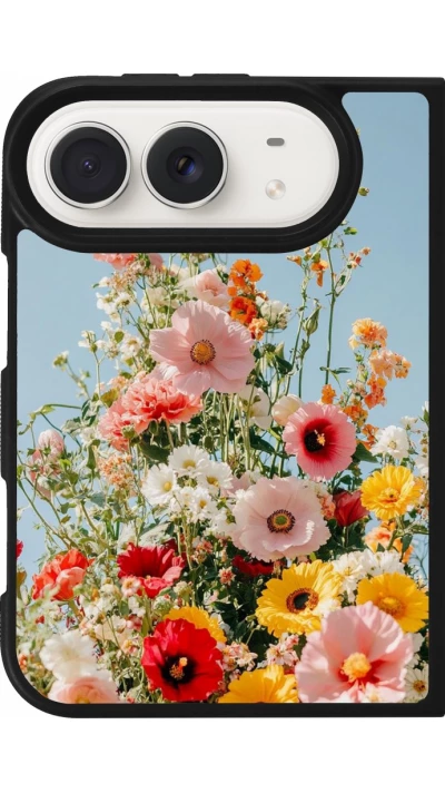 Coque iPhone Duo - Silicone rigide noir Spring flowers Spring 2026