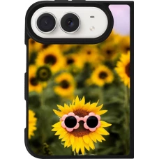 Coque iPhone Duo - Silicone rigide noir Sunflower with glasses Spring 2026