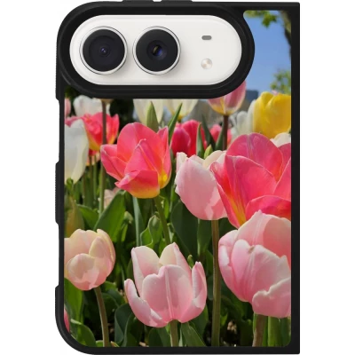 Coque iPhone Duo - Silicone rigide noir Tulips Spring 2026