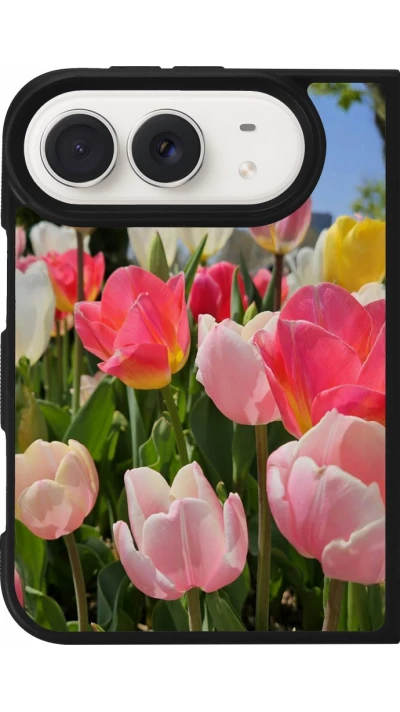 Coque iPhone Duo - Silicone rigide noir Tulips Spring 2026