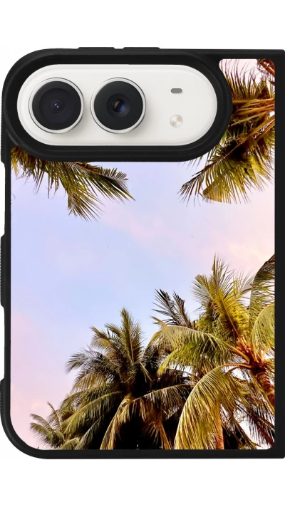 Coque iPhone Duo - Silicone rigide noir Summer 2023 palm tree vibe