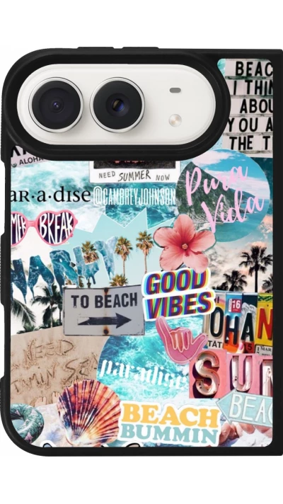 Coque iPhone Duo - Silicone rigide noir Summer 20 collage