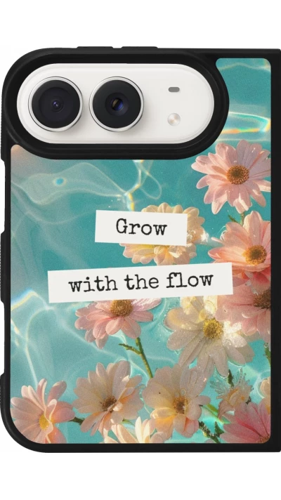 Coque iPhone Duo - Silicone rigide noir Summer 2025 Grow with the flow