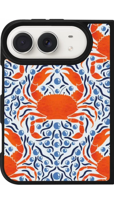 Coque iPhone Duo - Silicone rigide noir Crabs and pearls Summer 2026