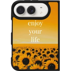 Coque iPhone Duo - Silicone rigide noir Summer 2026 Enjoy your life