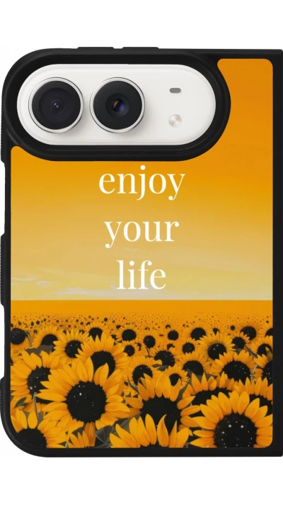Coque iPhone Duo - Silicone rigide noir Summer 2026 Enjoy your life
