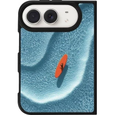 Coque iPhone Duo - Silicone rigide noir Orange surf Summer 2026
