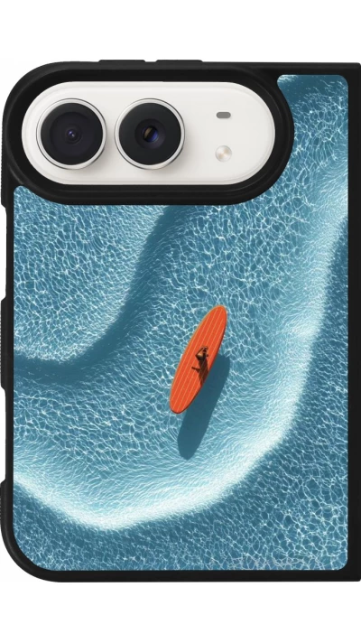 Coque iPhone Duo - Silicone rigide noir Orange surf Summer 2026