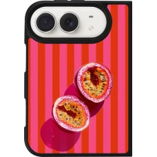 Coque iPhone Duo - Silicone rigide noir Passion fruit Summer 2026
