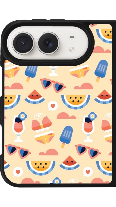 Coque iPhone Duo - Silicone rigide noir Pattern Summer 2026