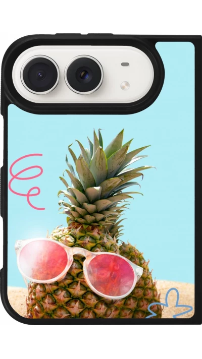 Coque iPhone Duo - Silicone rigide noir Pineapple with glasses Summer 2026