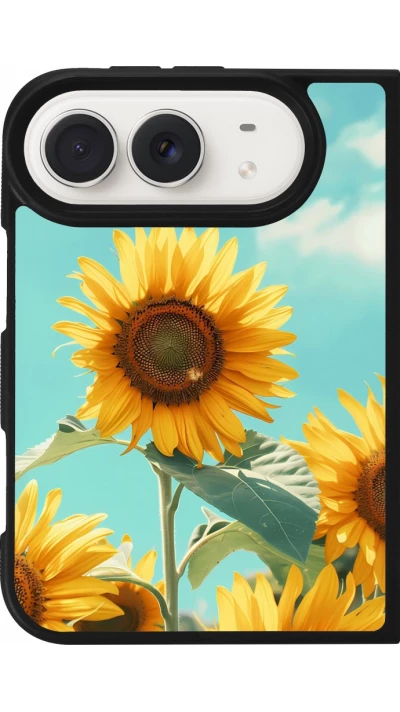 Coque iPhone Duo - Silicone rigide noir Sunflowers Summer 2026