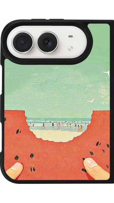 Coque iPhone Duo - Silicone rigide noir Views through a watermelon Summer 2026