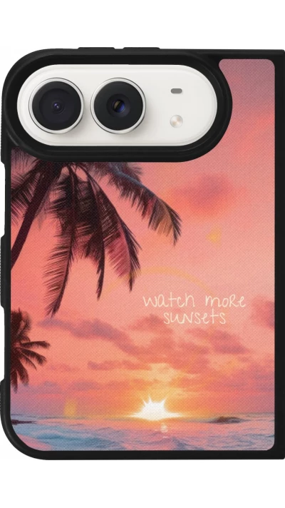 Coque iPhone Duo - Silicone rigide noir Watch more sunsets Summer 2026