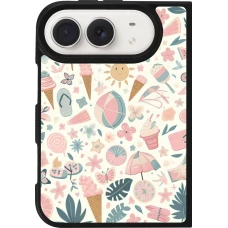 iPhone Duo Case Hülle - Silikon schwarz Sommer Pink Muster
