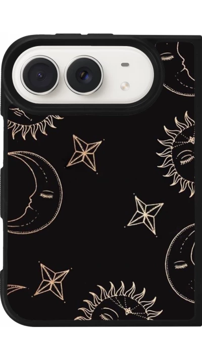 Coque iPhone Duo - Silicone rigide noir Suns and Moons