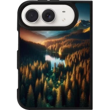 Coque iPhone Duo - Silicone rigide noir Sunset Forest Lake