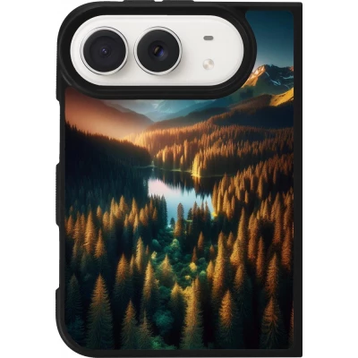 Coque iPhone Duo - Silicone rigide noir Sunset Forest Lake