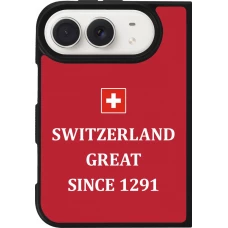 Coque iPhone Duo - Silicone rigide noir Switzerland Great Since 1291
