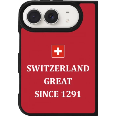 Coque iPhone Duo - Silicone rigide noir Switzerland Great Since 1291