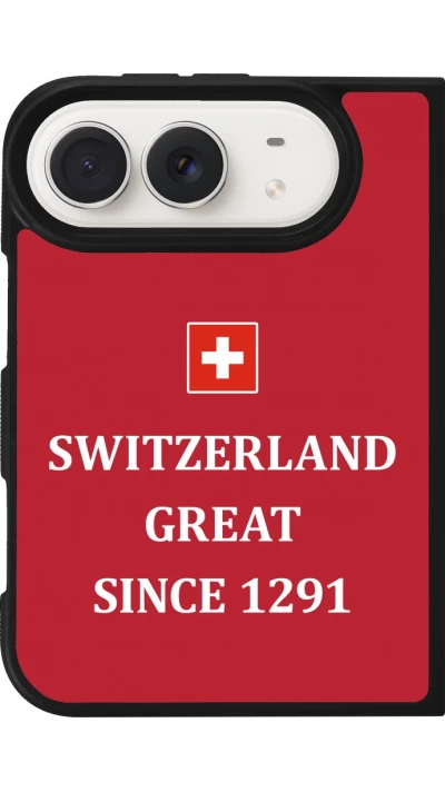 Coque iPhone Duo - Silicone rigide noir Switzerland Great Since 1291