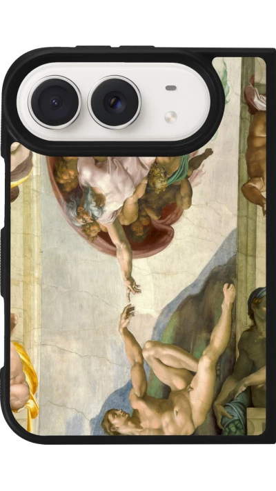 Coque iPhone Duo - Silicone rigide noir Tableau art - La Création d’Adam - Michel-Ange
