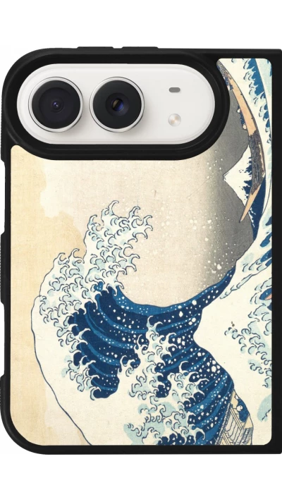 Coque iPhone Duo - Silicone rigide noir Tableau art - La Grande Vague de Kanagawa - Hokusai