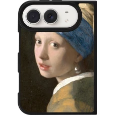 Coque iPhone Duo - Silicone rigide noir Tableau art - La Jeune fille à la perle - Johannes Vermeer