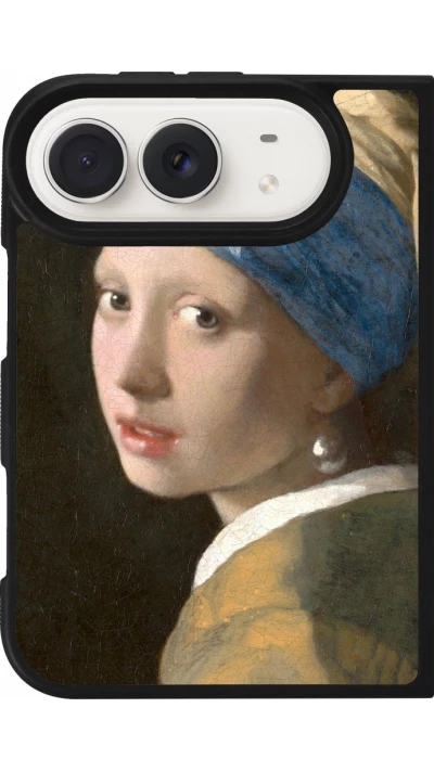 Coque iPhone Duo - Silicone rigide noir Tableau art - La Jeune fille à la perle - Johannes Vermeer
