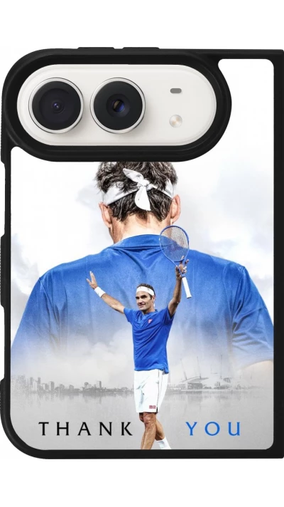 Coque iPhone Duo - Silicone rigide noir Thank you Roger