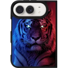 Coque iPhone Duo - Silicone rigide noir Tiger Blue Red