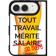 Coque iPhone Duo - Silicone rigide noir Tout travail mérite sa bière