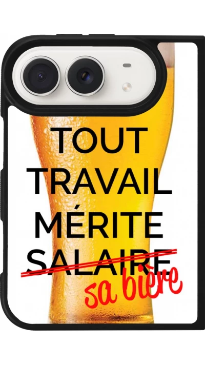 Coque iPhone Duo - Silicone rigide noir Tout travail mérite sa bière