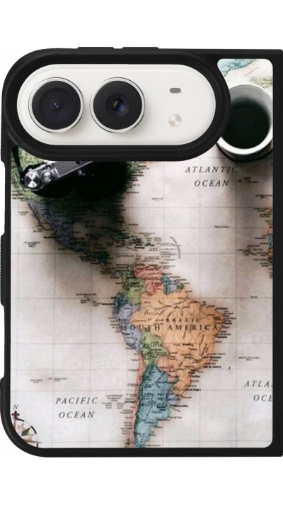 Coque iPhone Duo - Silicone rigide noir Travel 01