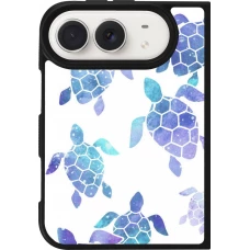 Coque iPhone Duo - Silicone rigide noir Turtles pattern watercolor