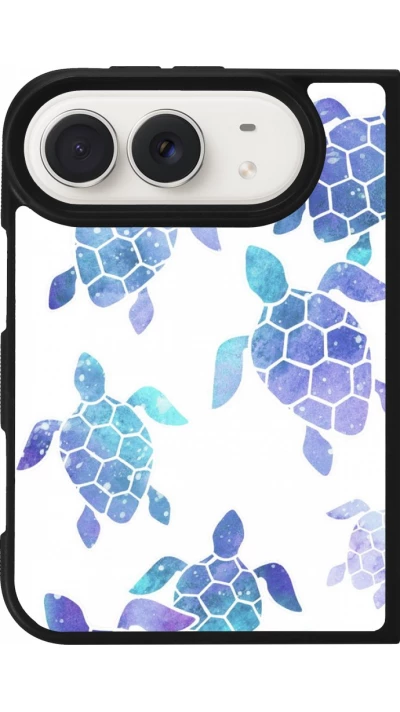 Coque iPhone Duo - Silicone rigide noir Turtles pattern watercolor
