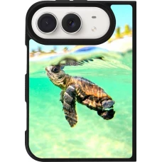 Coque iPhone Duo - Silicone rigide noir Turtle Underwater