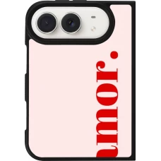 Coque iPhone Duo - Silicone rigide noir Valentine 2024 amor