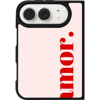 Coque iPhone Duo - Silicone rigide noir Valentine 2024 amor