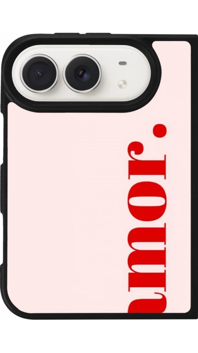 Coque iPhone Duo - Silicone rigide noir Valentine 2024 amor